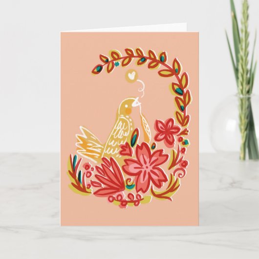 Frühlings-Vogel, der über Liebe träumt Karte (Vorderseite)