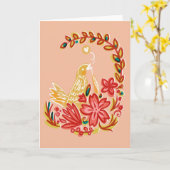 Frühlings-Vogel, der über Liebe träumt Karte (Gelbe Blume)