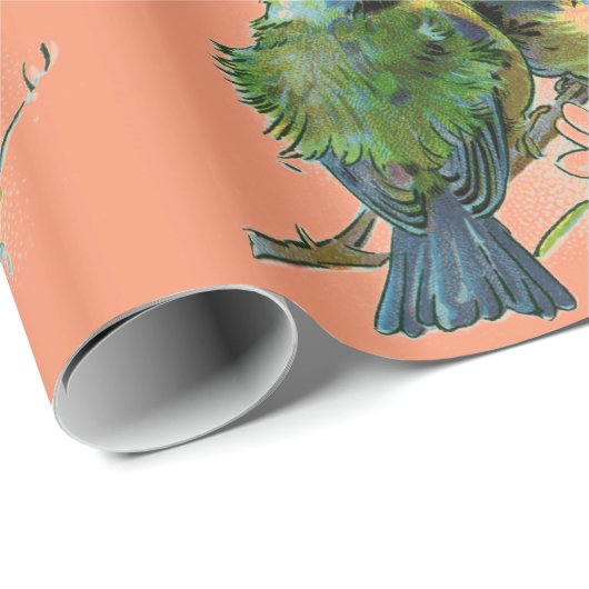 Frühlings-Vögel Geschenkpapier (Rolleneckpunkt)