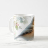 Frühlings-Vogel-Kirschblüten-Aquarell Kaffeetasse (Vorderseite Links)