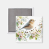 Frühlings-Vogel-Kirschblüten-Aquarell Magnet (Vorderseite/Rückseite)