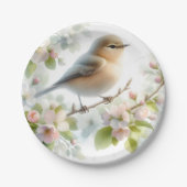 Frühlings-Vogel-Kirschblüten-Aquarell Pappteller (Vorderseite)