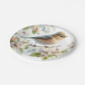 Frühlings-Vogel-Kirschblüten-Aquarell Pappteller (Schrägansicht)