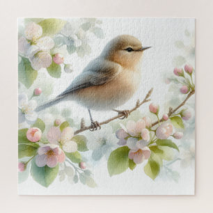 Frühlings-Vogel-Kirschblüten-Aquarell Puzzle