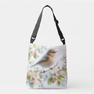 Frühlings-Vogel-Kirschblüten-Aquarell Tragetaschen Mit Langen Trägern