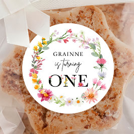 Frühlings-Wildblume erste Geburtstagsparty Classic Runder Aufkleber