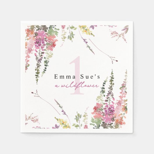 Frühlings-Wildblume Floral Geburtstag Napkins Serviette (Vorderseite)