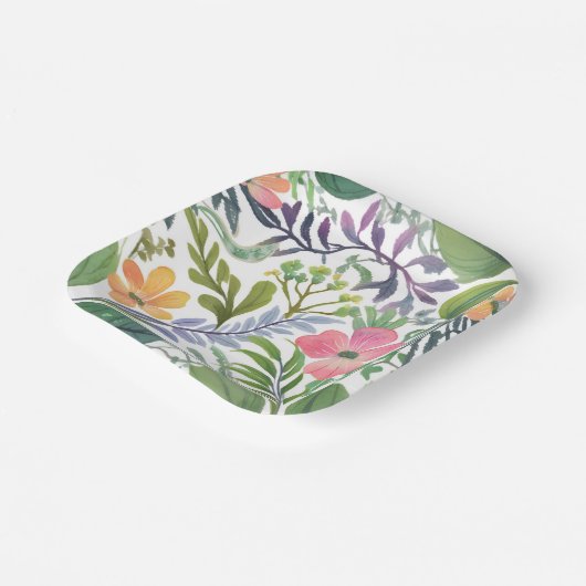 Frühlings-Wildblume Florals | Blume Pappteller (Gewinkelt)