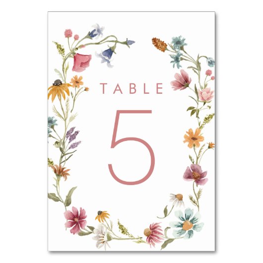 Frühlings-Wildblume Party Blumenzucht Tischnummern (Rückseite)