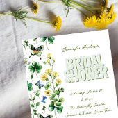 Frühlings-Wildblume und Kleeblatt-Brautparty Einladung