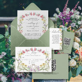 Frühlings-Wildblume Wreath Moderne Blumentypografi Einladung