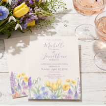 Frühlings-Wildblumen-Aquarell-Lavendel-Hochzeit
