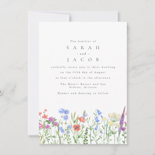Frühlings-Wildblumen-Boho-Garten-QR-Code-Hochzeit Einladung (Vorderseite)