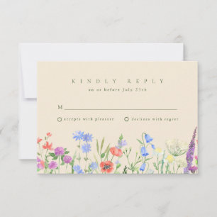 Frühlings-Wildblumen-Boho-Gartenhochzeit RSVP Karte