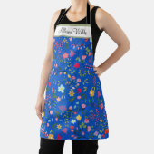 Frühlings-Wildblumen Florals auf Blue Personalisie Schürze (InSitu)