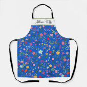 Frühlings-Wildblumen Florals auf Blue Personalisie Schürze (Vorderseite)