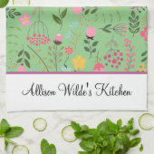 Frühlings-Wildblumen Florals auf Sage Personalisie Geschirrtuch (Gefaltet)