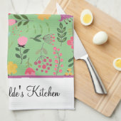 Frühlings-Wildblumen Florals auf Sage Personalisie Geschirrtuch (Viertel Falte)
