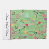 Frühlings-Wildblumen Florals auf Sage Personalisie Geschirrtuch (Horizontal)