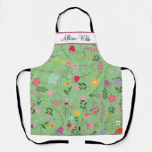 Frühlings-Wildblumen Florals auf Sage Personalisie Schürze (Vorderseite)