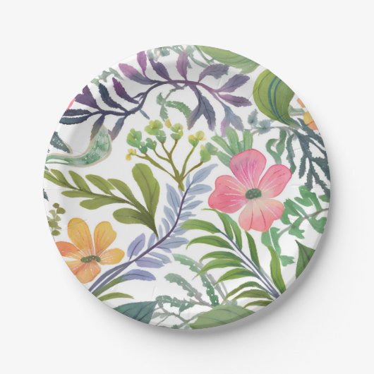 Frühlings-Wildblumen-Florals | Blumenfelder Pappteller (Vorderseite)