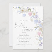Frühlings-Wildblumen Lila Rosa Brautparty Einladung (Vorderseite)