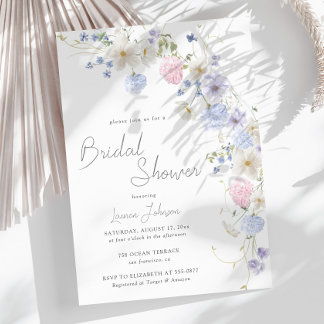 Frühlings-Wildblumen Lila Rosa Brautparty Einladung