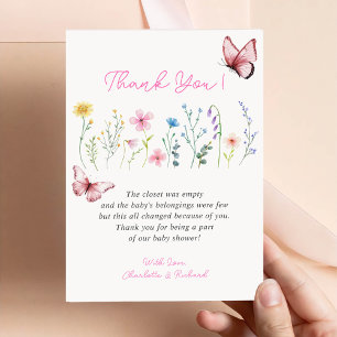 Frühlings-Wildblumen-Mädchen-Baby-Party Dankeskart Einladung