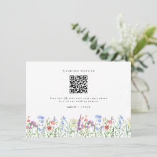 Frühlings-Wildblumen-QR-Code-Hochzeit Begleitkarte