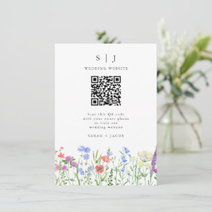 Frühlings-Wildblumen-QR-Code-Hochzeit Begleitkarte