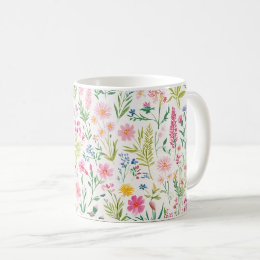 Frühlings-Wildblumengarten-Blumen Kaffeetasse (VorderseiteRechts)