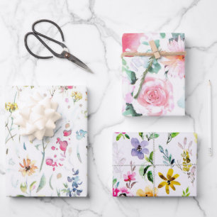 Frühlings-Wildblumenwiese Blumen Garten Grünpflanz Geschenkpapier Set