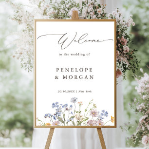 Frühlings-Wildblumenwiese-Garten-Hochzeit Willkomm Poster