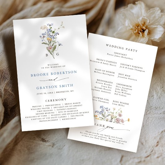 Frühlings-Wildblumenwiese-Garten-Hochzeitsprogramm