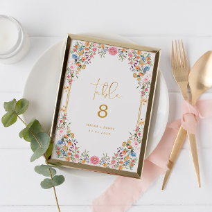 Frühlings-Wildblumenwiese-Hochzeit-Tischnummer Tischnummer