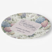 Frühlings-Zarte Hortensien-Blumen-Hochzeit Pappteller (Schrägansicht)