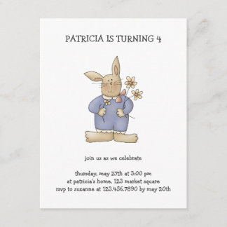 Frühlings-Zeit · Osterhase mit Blumen Einladung