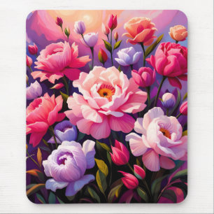 Frühlings-Zen-Sonnenaufgang Rosa Blüten Garten Mousepad