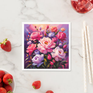 Frühlings-Zen-Sonnenaufgang Rosa Blüten Garten  Serviette