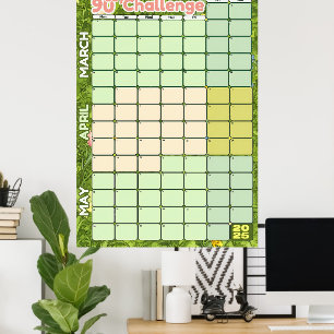Frühlings-Zielsetzungs-Kalender 2025 90-Tage-Tra Poster
