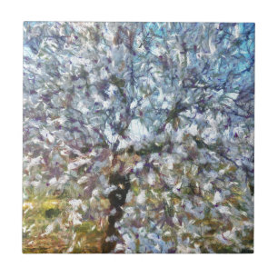 Frühlingsanhänger Blossom Pointillism Kunstwerk Fliese
