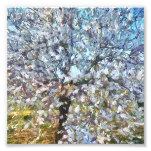 Frühlingsanhänger Blossom Pointillism Kunstwerk Fotodruck