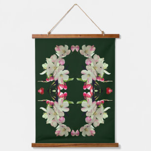 Frühlingsapfel blüht floral Abstrakt Wandteppich Mit Holzrahmen