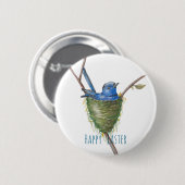 Frühlingsarm: Adorable Bird in einem Nest Button (Vorne & Hinten)