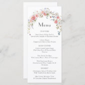 Frühlingsarme Wildblumen Rosa Weißes Hochzeitssäng Menükarte (Vorne/Hinten)