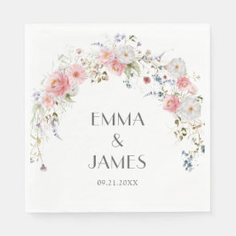 Frühlingsarme Wildblumen Rosa Weißes Hochzeitssäng Serviette