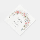Frühlingsarme Wildblumen Rosa Weißes Hochzeitssäng Serviette (Ecke)