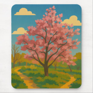 Frühlingsaufwachen - blühende Baumlandschaft Mousepad