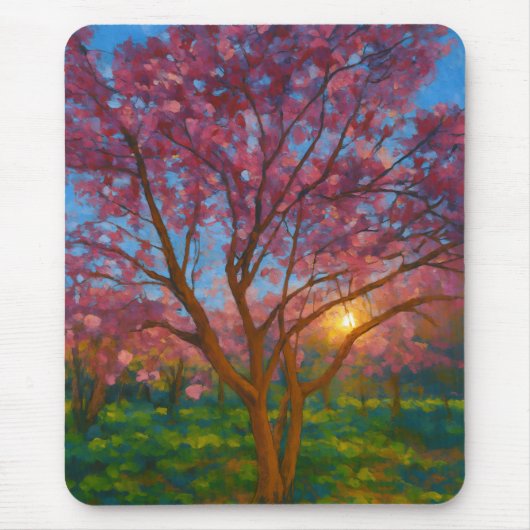 Frühlingsaufwachen - blühende Baumlandschaft Mousepad (Vorne)