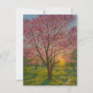 Frühlingsaufwachen - blühende Baumlandschaft Postkarte